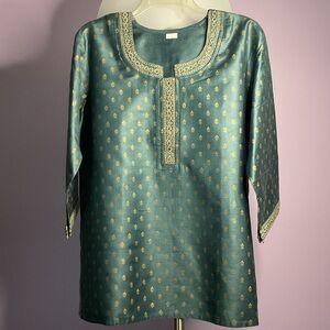 Elegant Teal and Gold Women's Top